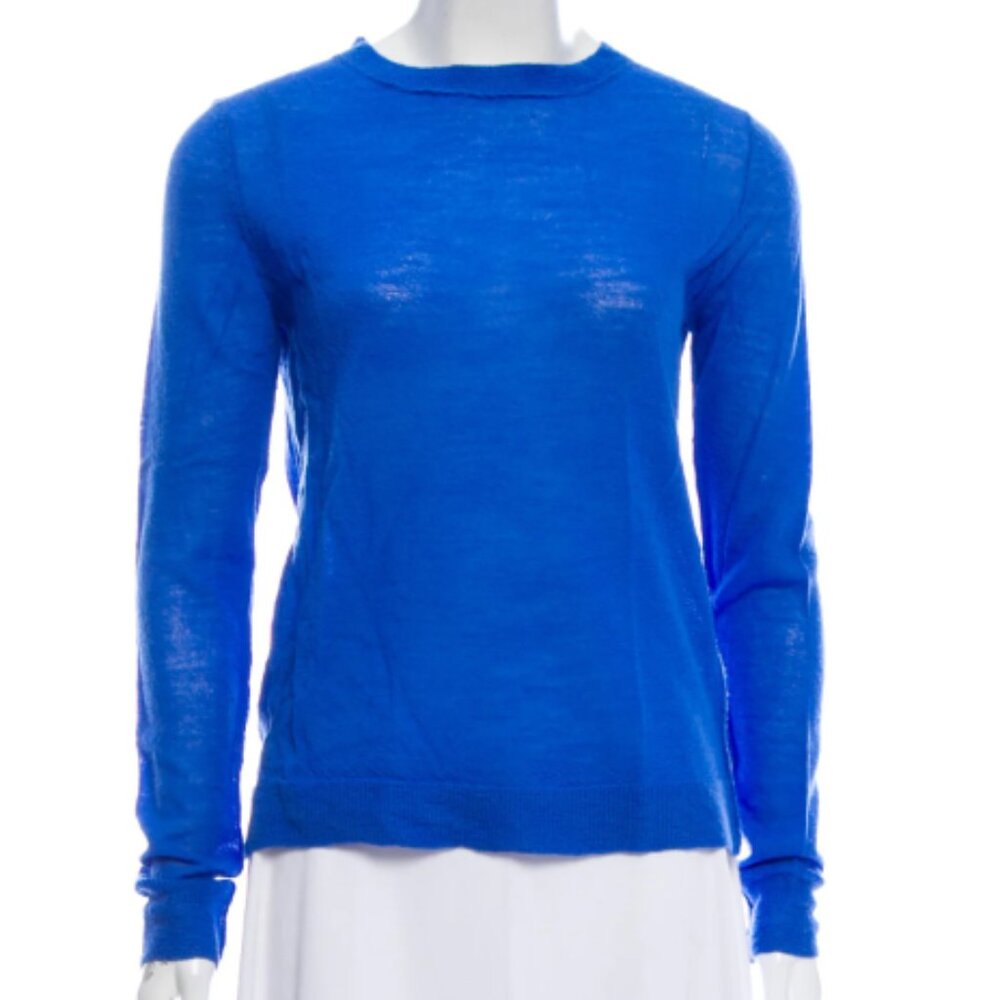 A.L.C. Cobalt Blue Wool Blend Sweater S Split Back Lightweight Minimalist Luxury